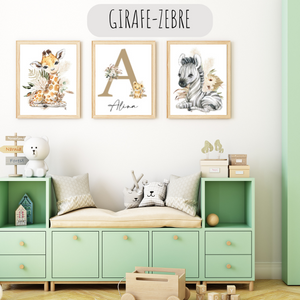 Affiches Animaux Bohème Chic Personnalisées pour Chambre d’Enfant