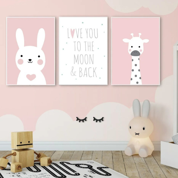 Affiches Décoratives pour Chambre Bébé - Affiches Déco Roses et Grises