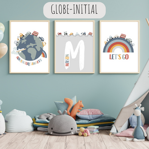 Affiches voitures et globe personnalisées – Déco chambre enfant