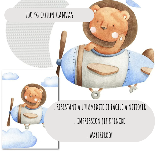 Affiches garçon 🧸✈️ – Animaux & avions pour déco chambre