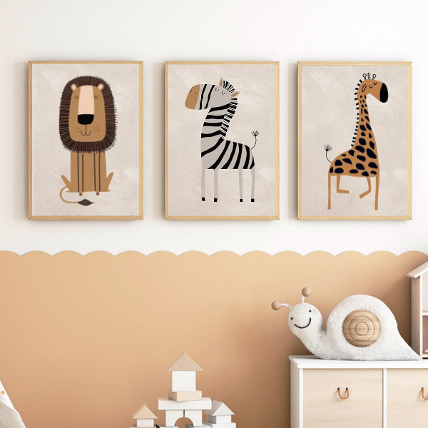 Affiches Décoratives Animaux Safari pour Chambre Enfant et Bébé