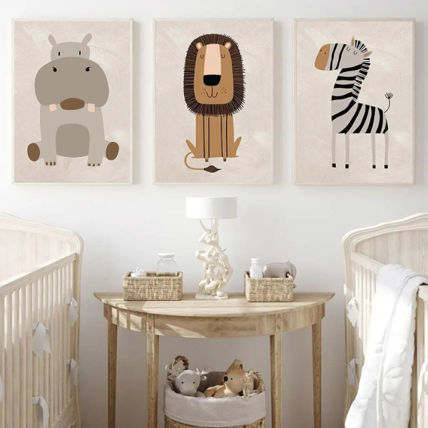 Affiches Décoratives Animaux Safari pour Chambre Enfant et Bébé