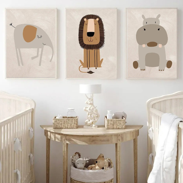 Affiches Décoratives Animaux Safari pour Chambre Enfant et Bébé