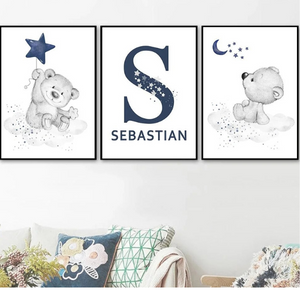 Affiches Personnalisées Bébé Ours - Décoration Chambre Enfant 🌟