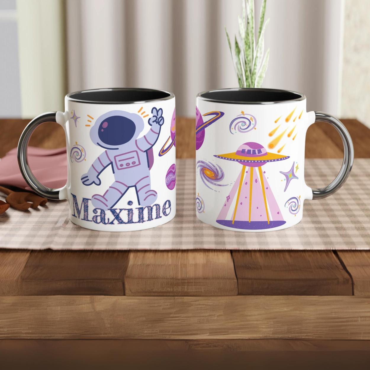 Mug Enfant Personnalisé – Univers Espace avec Fusées & Astronaute 🌌