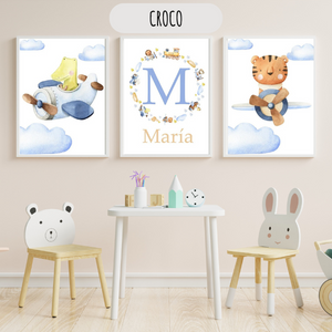 Affiches garçon 🧸✈️ – Animaux & avions pour déco chambre