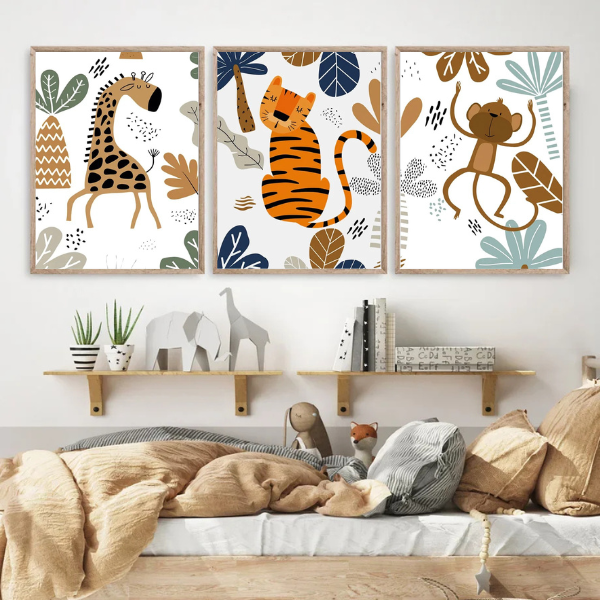 Affiches Chambre Bébé Animaux de la Savane - Poster Décoratif