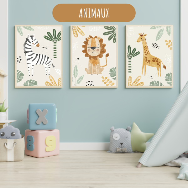 Affiches Safari Personnalisées – Décoration Murale Animaux de la Savane