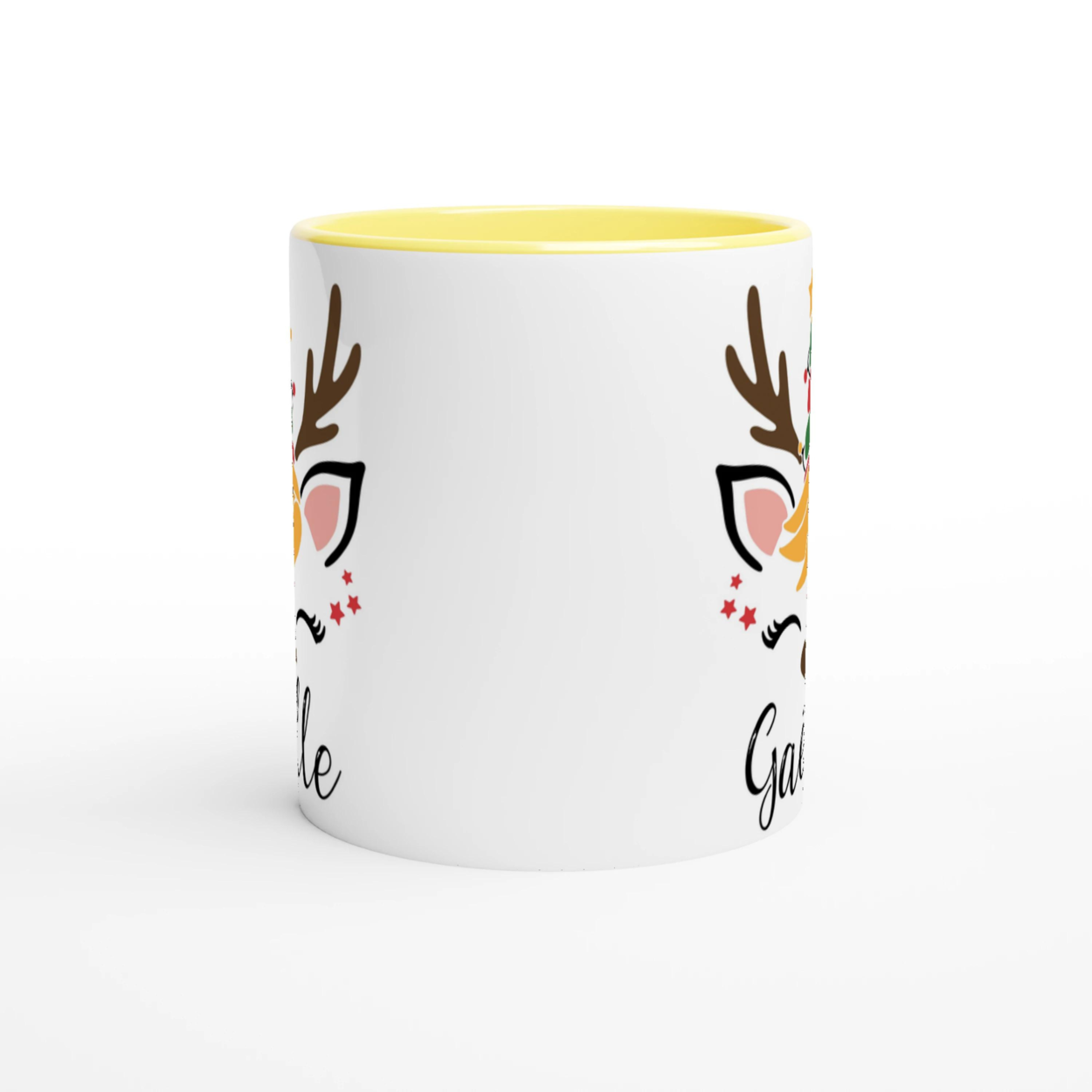 Mug Personnalisé Rennes de Noël avec Prénom – Cadeau Festif Unique