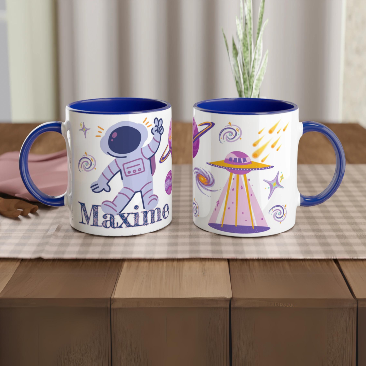 Mug Enfant Personnalisé – Univers Espace avec Fusées & Astronaute 🌌