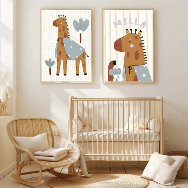 Déco murale pour chambre enfant - Lot de 2 affiches thème animaux