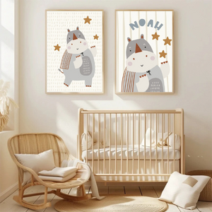 Déco murale pour chambre enfant - Lot de 2 affiches thème animaux