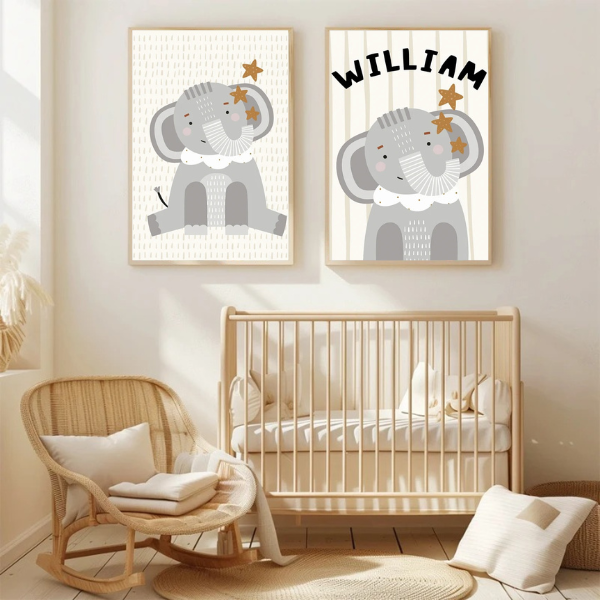 Déco murale pour chambre enfant - Lot de 2 affiches thème animaux