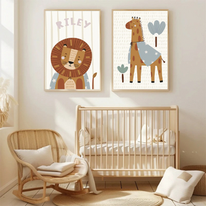 Déco murale pour chambre enfant - Lot de 2 affiches thème animaux