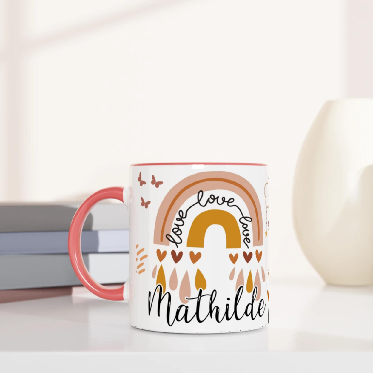 Mug Personnalisé Arc-en-Ciel et Prénom – Idée Cadeau pour Enfant