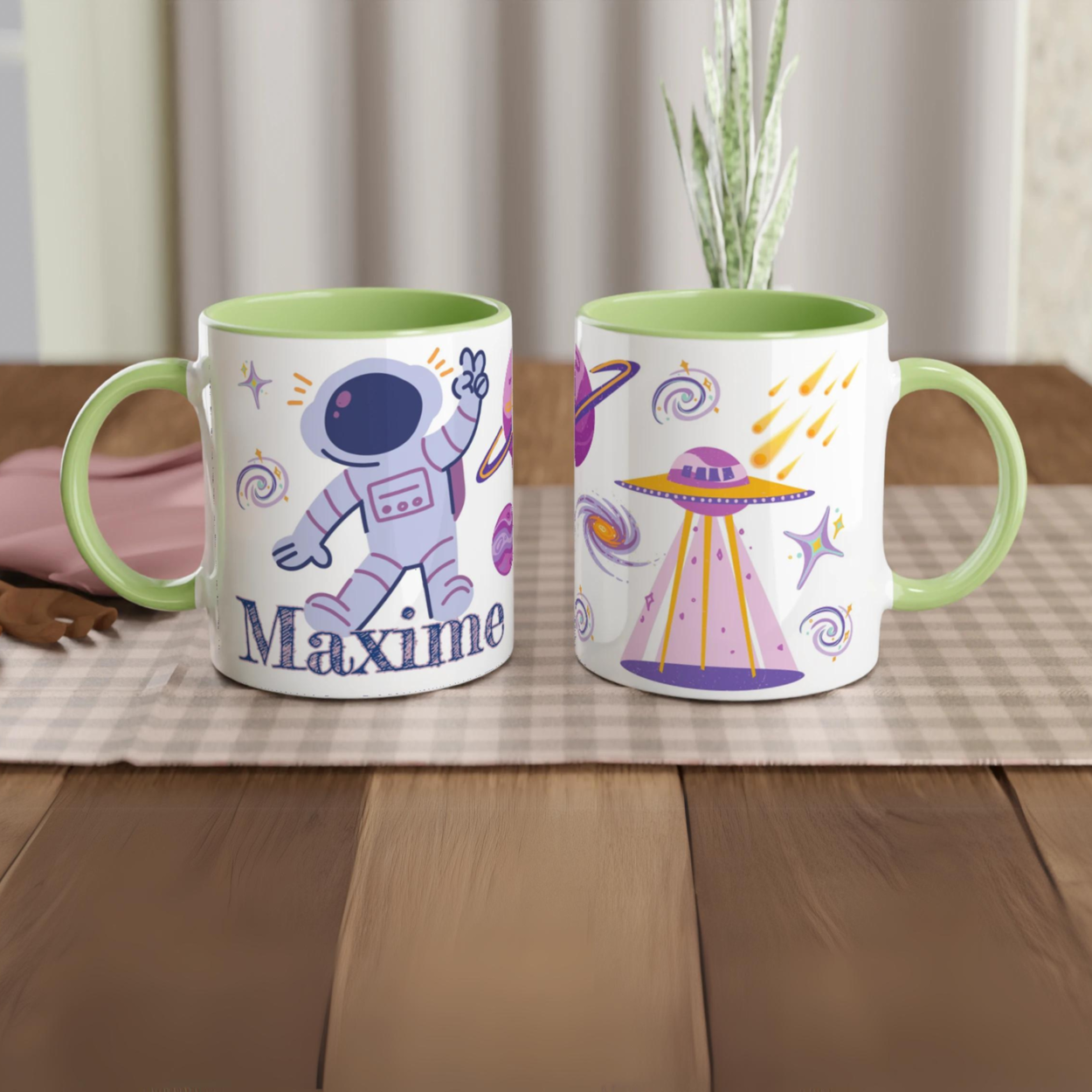 Mug Enfant Personnalisé – Univers Espace avec Fusées & Astronaute 🌌