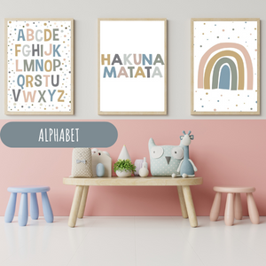 Affiches Décoratives Chambre Bébé et Enfant - Animaux Arc en Ciel