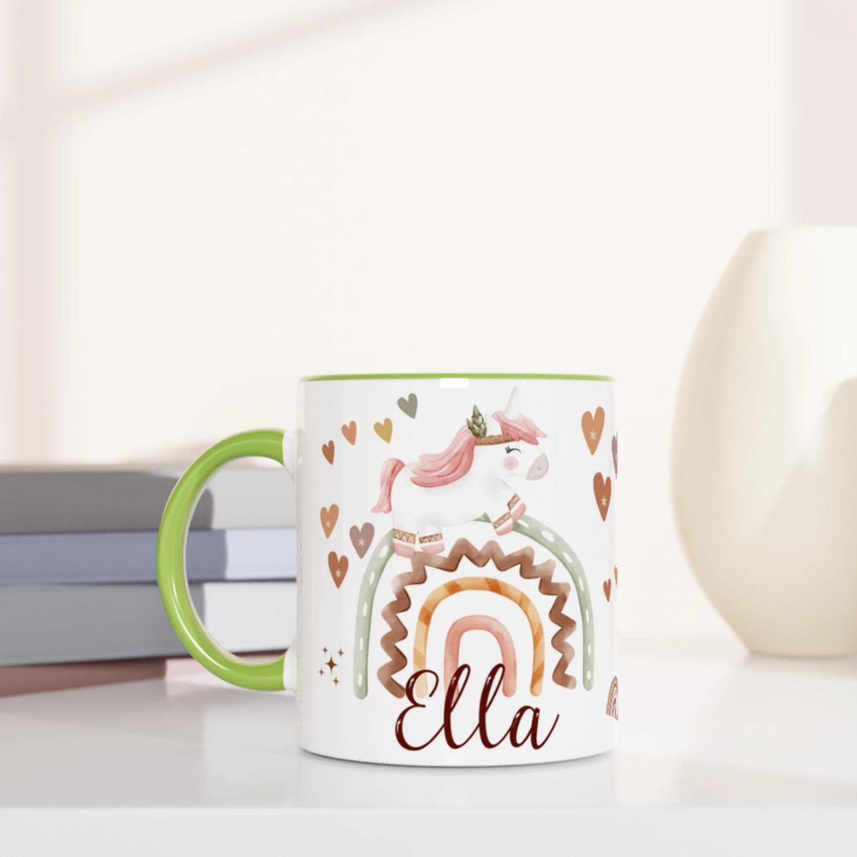 Mug licorne boho chic personnalisé pour enfants