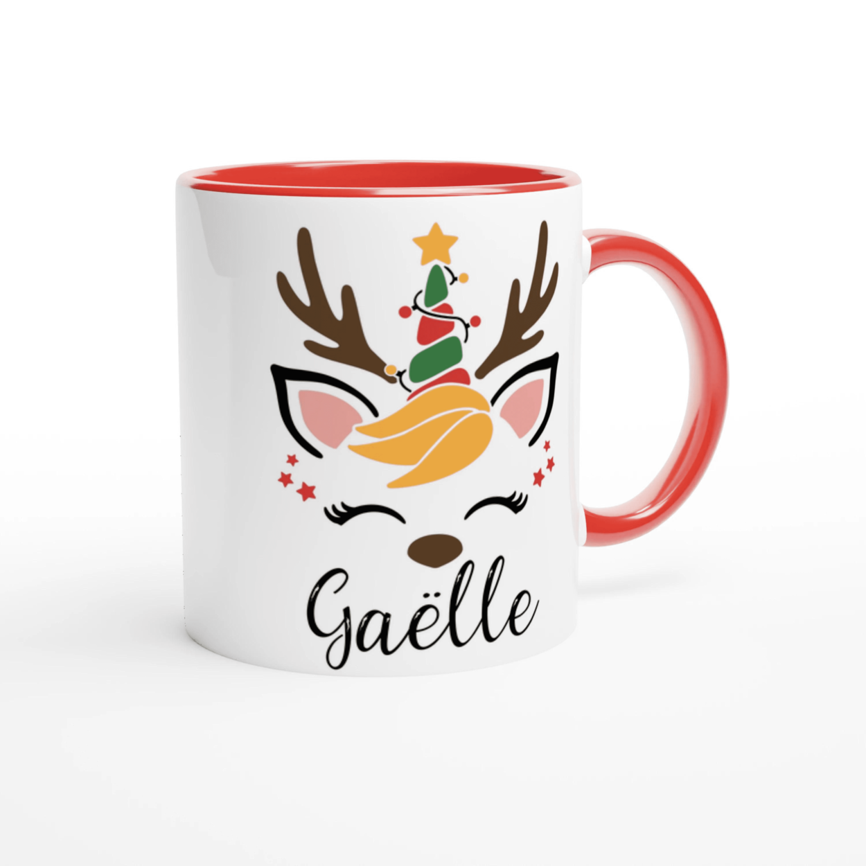 Mug Personnalisé Rennes de Noël avec Prénom – Cadeau Festif Unique