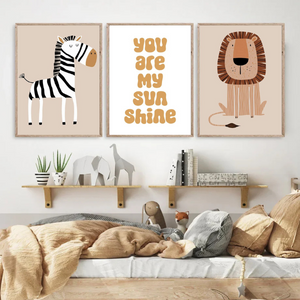 Affiches Chambre Bébé et Enfant - Thème Animaux de la Savane