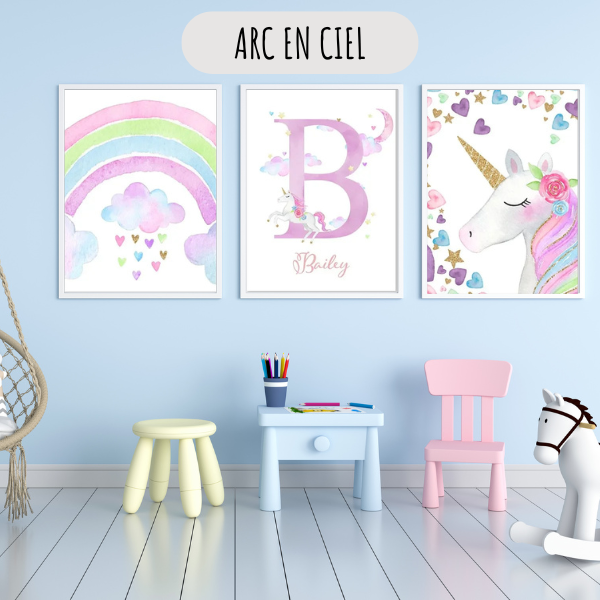 Affiches personnalisées - Licorne, Arc-en-ciel & Sparkle 🌈🦄