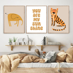 Affiches Chambre Bébé et Enfant - Thème Animaux de la Savane