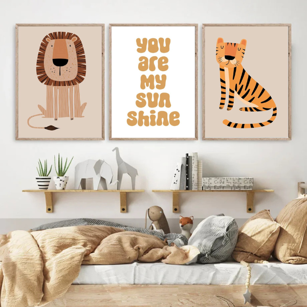 Affiches Chambre Bébé et Enfant - Thème Animaux de la Savane