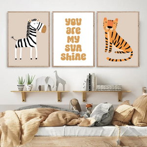 Affiches Chambre Bébé et Enfant - Thème Animaux de la Savane