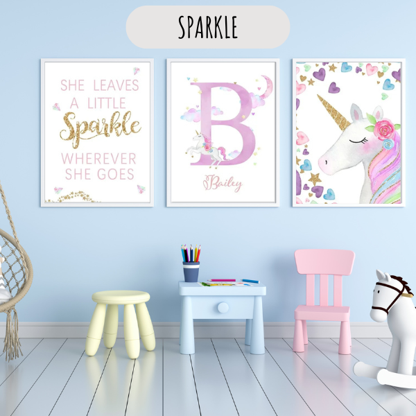 Affiches personnalisées - Licorne, Arc-en-ciel & Sparkle 🌈🦄