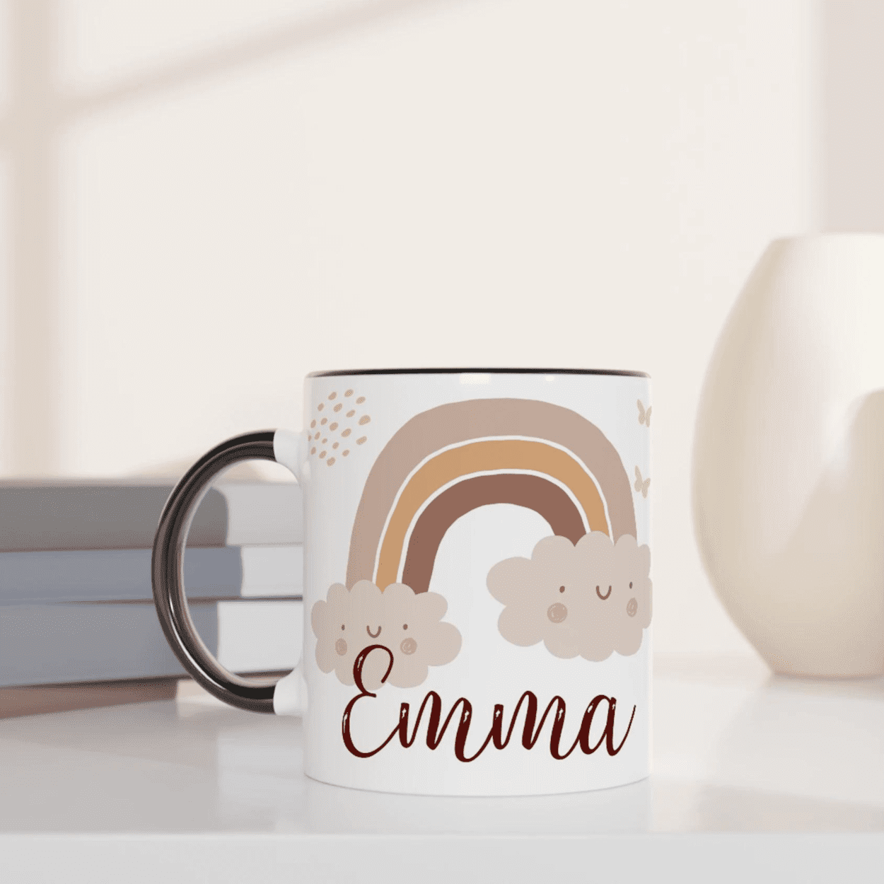 Mug Personnalisé Arc-en-Ciel Bohème - Cadeau Poétique pour Enfants