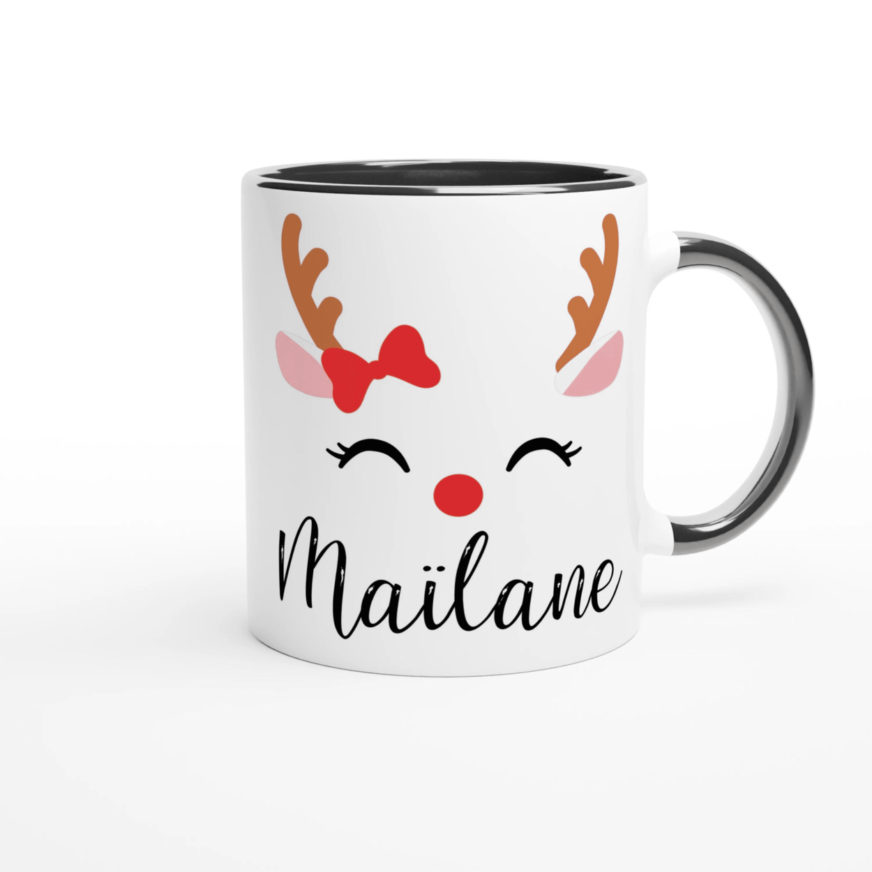 Mug de Noël Personnalisé Renne avec Prénom – Cadeau Festif Unique