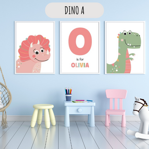 Affiche Alphabet Dinosaure Personnalisée – Déco Murale Enfant