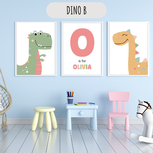 Affiche Alphabet Dinosaure Personnalisée – Déco Murale Enfant