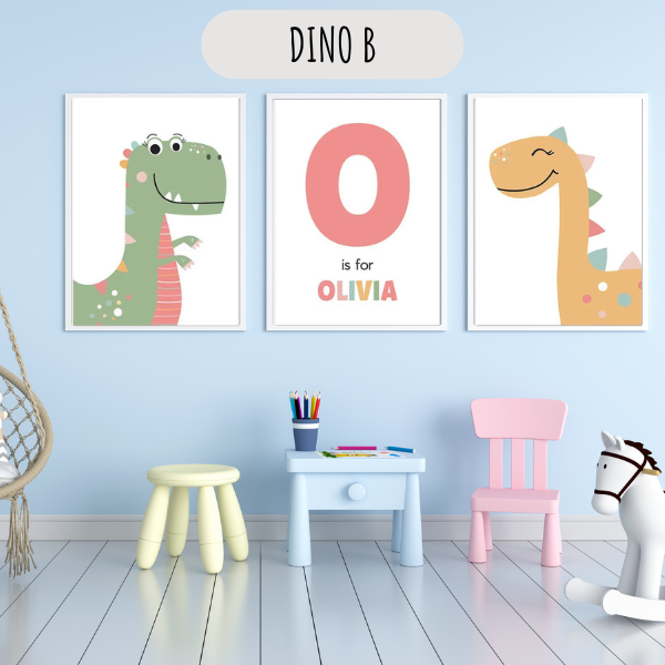 Affiche Alphabet Dinosaure Personnalisée – Déco Murale Enfant