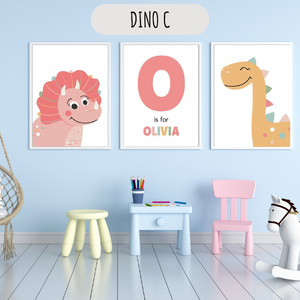 Affiche Alphabet Dinosaure Personnalisée – Déco Murale Enfant