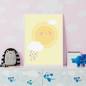 Affiches Déco Bébé - Lune, Soleil et Étoile Souriante 🌙☀️⭐