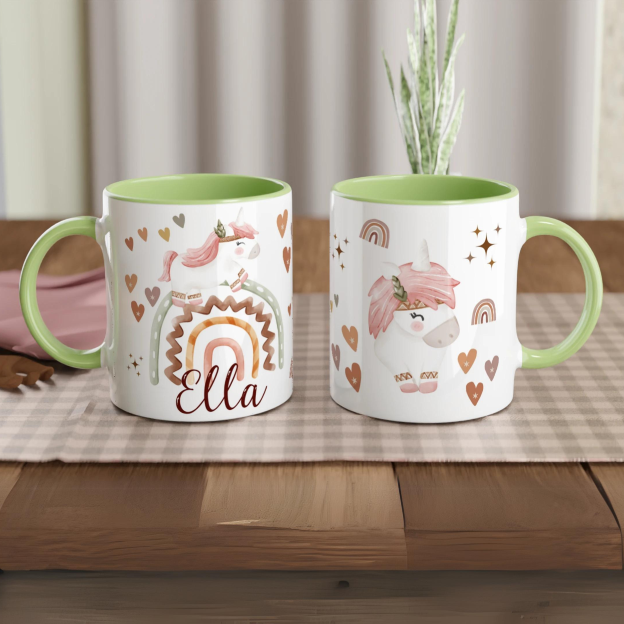 Mug licorne boho chic personnalisé pour enfants