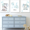 Affiche éléphants pastel personnalisée – Déco chambre garçon