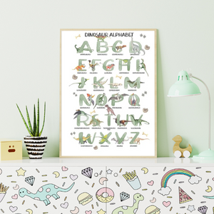 Affiche Dinosaure Alphabet - Poster Alphabet Dino