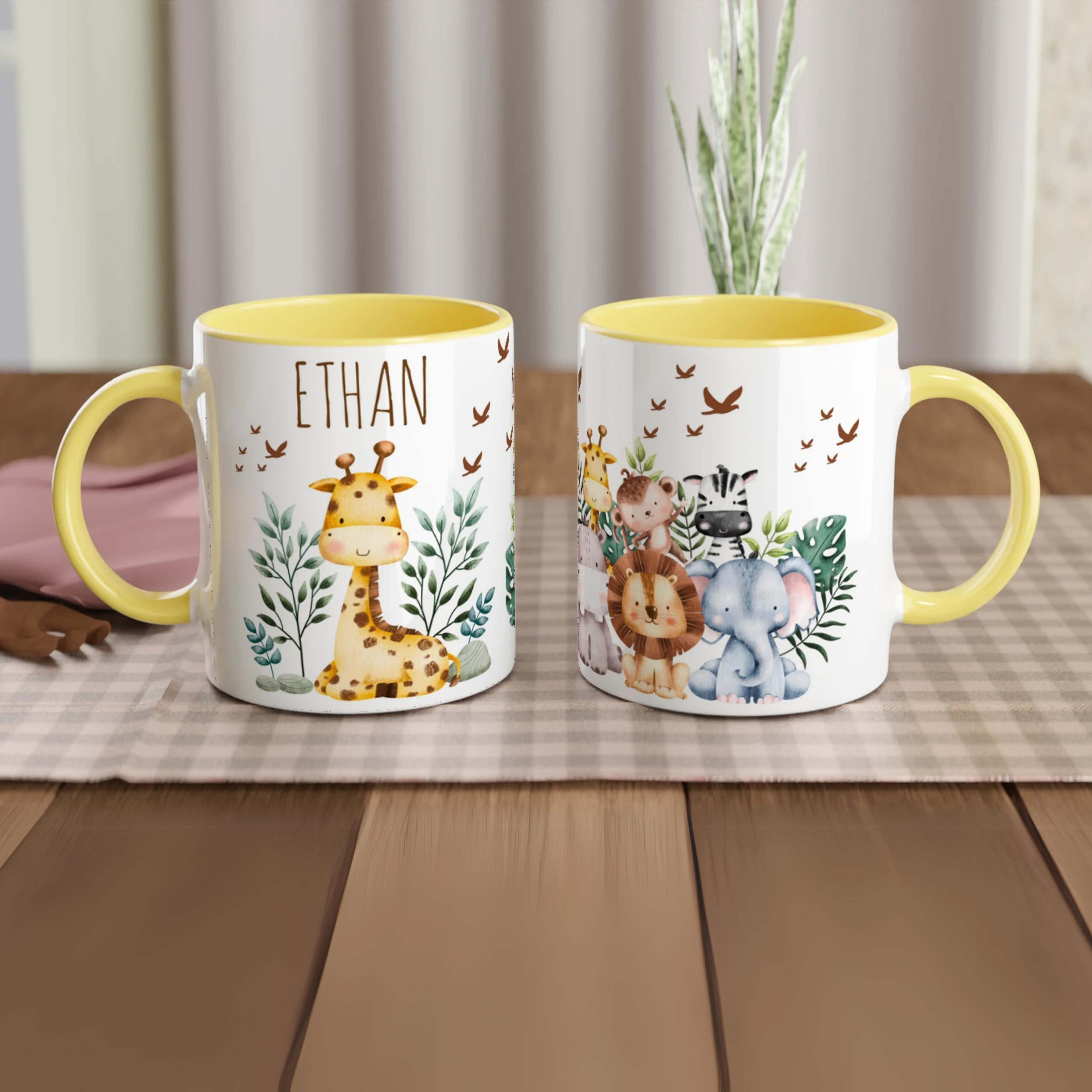 Mugs personnalisés girafe animaux de la savane pour enfants