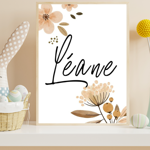 Affiche décorative florale au style boho chic avec motifs naturels pour décoration de chambre d’enfant douce et élégante