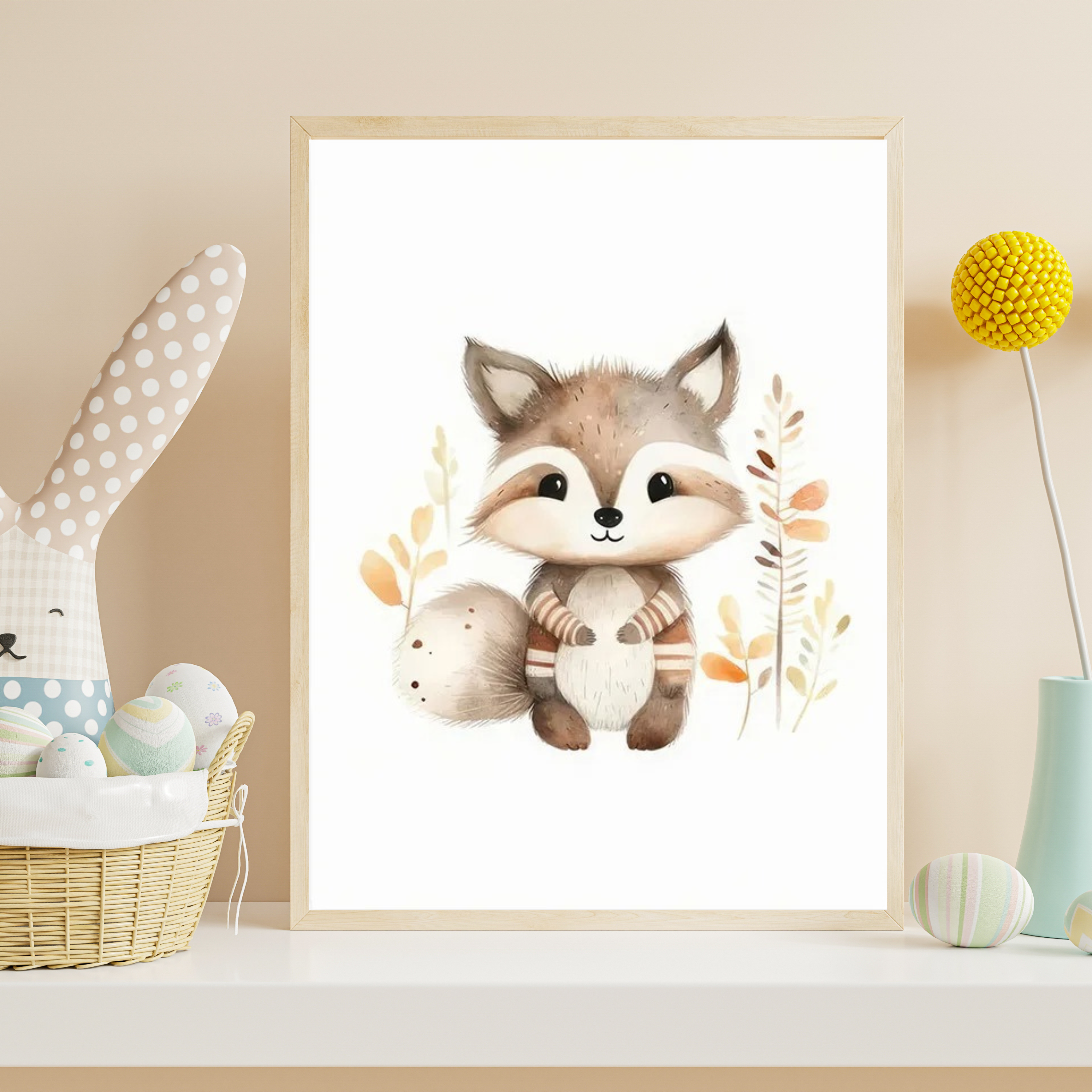 Affiche raton laveur illustration forêt pour décoration chambre enfant