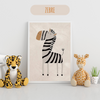 Affiche zèbre style safari pour chambre de bébé, illustration minimaliste imprimée sur toile coton