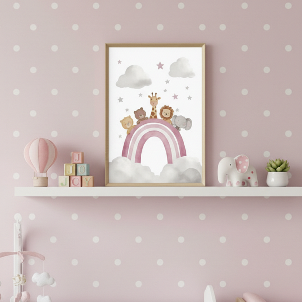 Affiche enfant personnaliséearc-en-ciel canvas coton