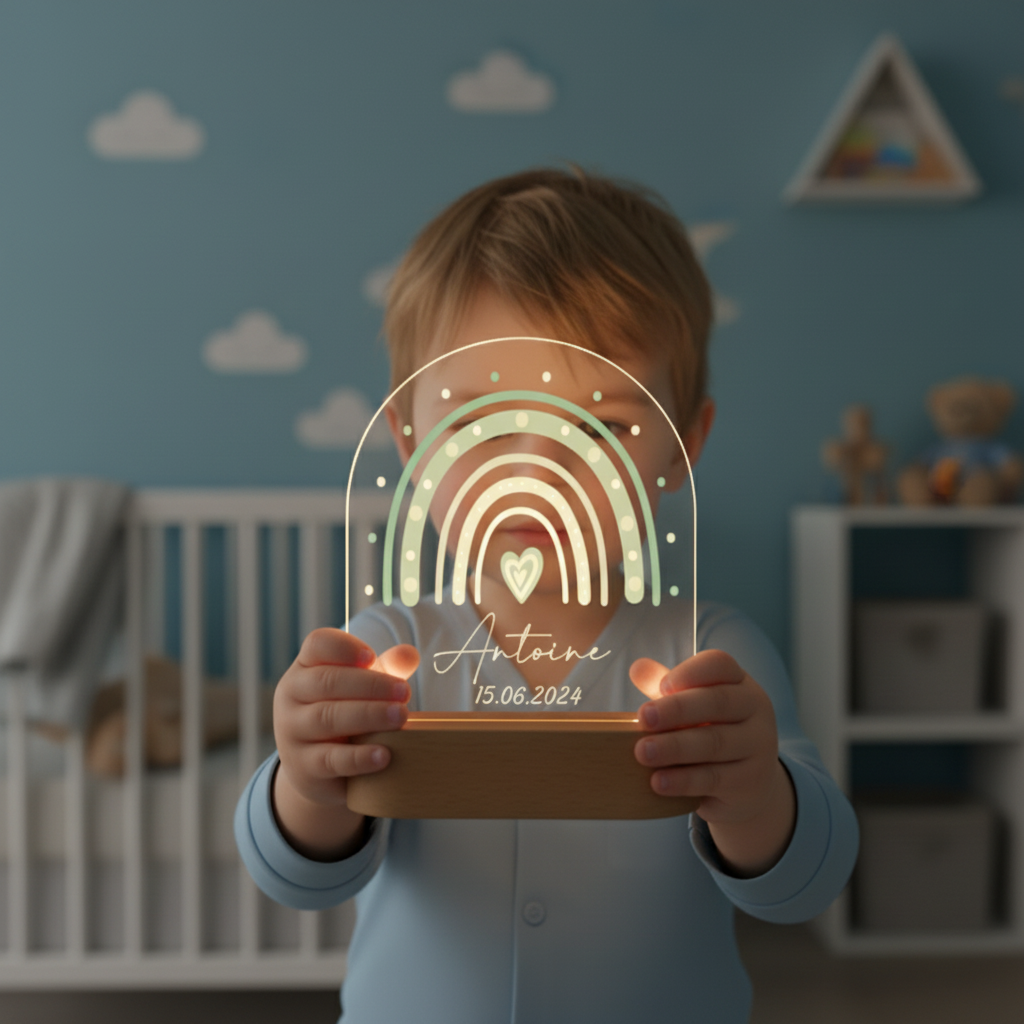 lampe décorative arc-en-ciel vert sauge pour chambre enfant