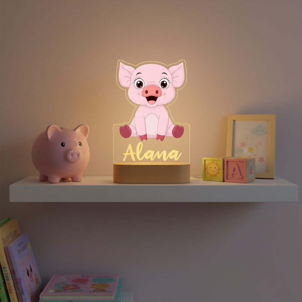 Lampe décorative cochon LED pour chambre de bébé ou enfant