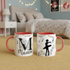 mug en céramique personnalisé thème danse classique avec silhouette de ballerine et décor musical posé dans une chambre enfant