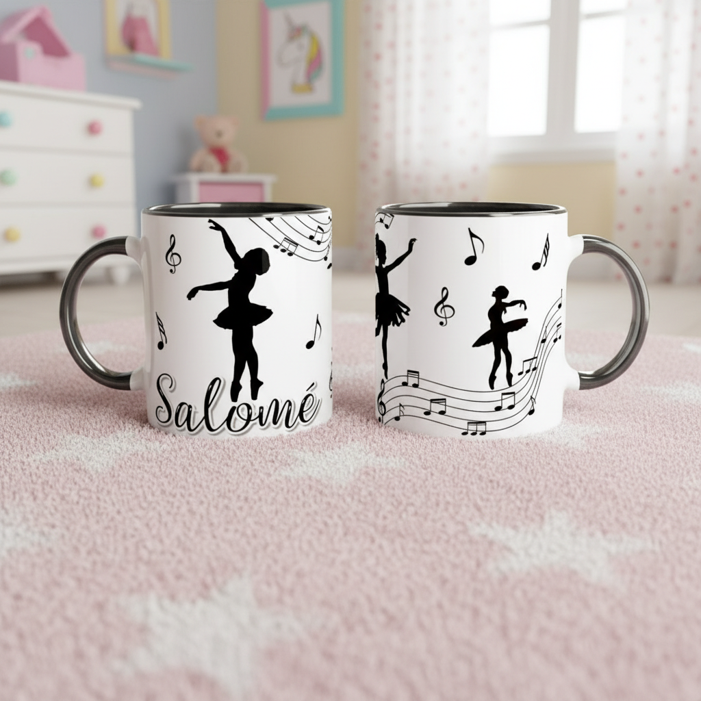 mug en céramique thème ballet et musique pour enfant