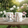 Mug danse classique personnalisé avec ballerine, silhouette de danseuse et chaussons de ballet dans un décor élégant et floral