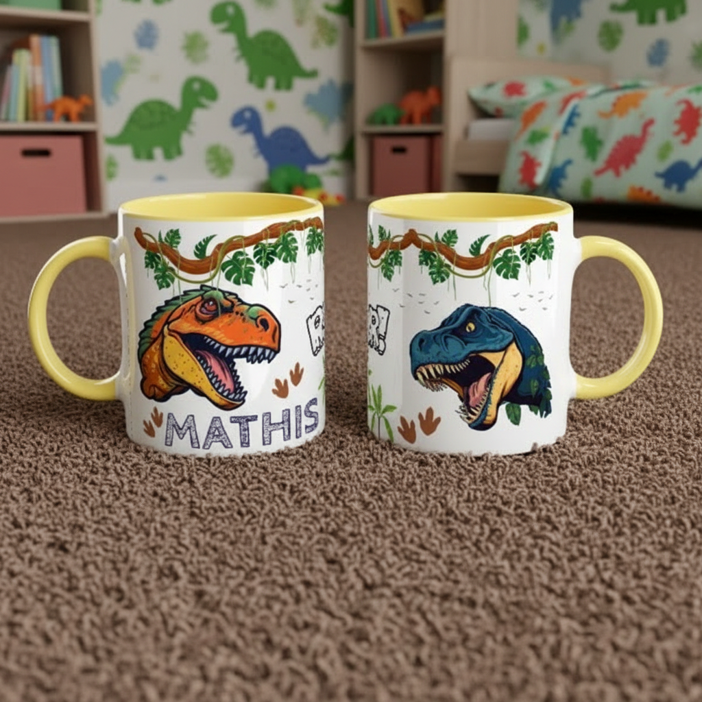 Mug dinosaure pour enfant avec motifs préhistoriques imprimés, idée cadeau enfant originale et durable